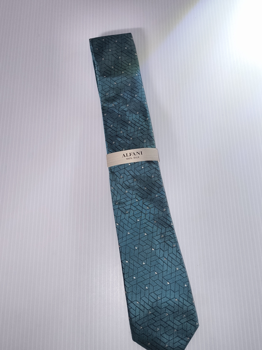 Alfani Teal Geometric Silk Tie NWT